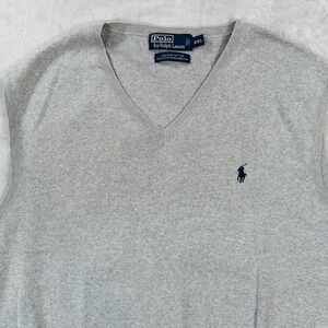 Polo Ralph Lauren Mens V Neck Sweater Vest Gray 100% Pima Cotton Size XXL